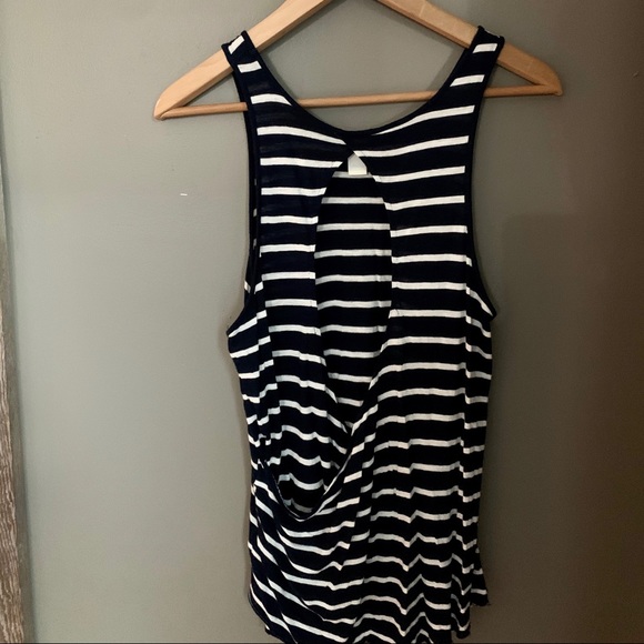 Forever 21 striped navy/white backless tank top - Picture 2 of 3